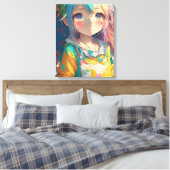 Toile Belle Fille Anime Colorée (Insitu(Chambre))