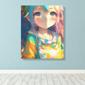 Toile Belle Fille Anime Colorée (Insitu (Plancher de Bois))