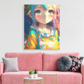 Toile Belle Fille Anime Colorée (Insitu(Salon))