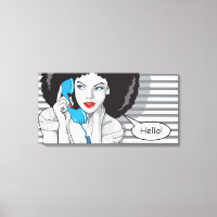 belle fille appeler, bonjour, art POP