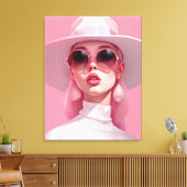 Toile Belle fille dans des lunettes de soleil roses (Insitu(Salon))