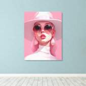 Toile Belle fille dans des lunettes de soleil roses (Insitu (Plancher de Bois))