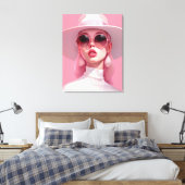 Toile Belle fille dans des lunettes de soleil roses (Insitu(Chambre))