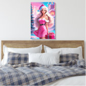 Toile Belle Fille de Noël Rose 01 (Insitu(Chambre))