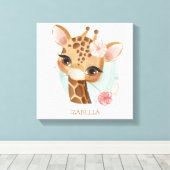 Toile belle fille girafe bébé pépinière (Insitu (Plancher de Bois))