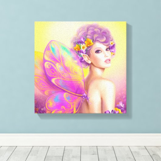 Toile Belle fille papillon fée (Insitu (Plancher de Bois))