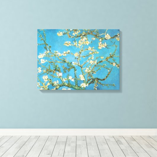Toile Belle fleur d'amande antique peinture bleu vert (Insitu (Plancher de Bois))