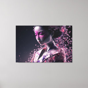 Toile belle geisha avec sakura