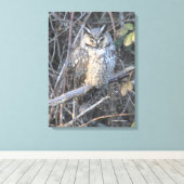 Toile Belle Hibou à Longues Oreilles au Coucher du Solei (Insitu (Plancher de Bois))