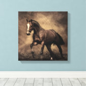 Toile Belle housse de coussin de cheval brun (Insitu (Plancher de Bois))
