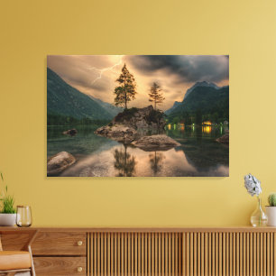 Toile Belle nature Lac Montagnes Boulders Arbres