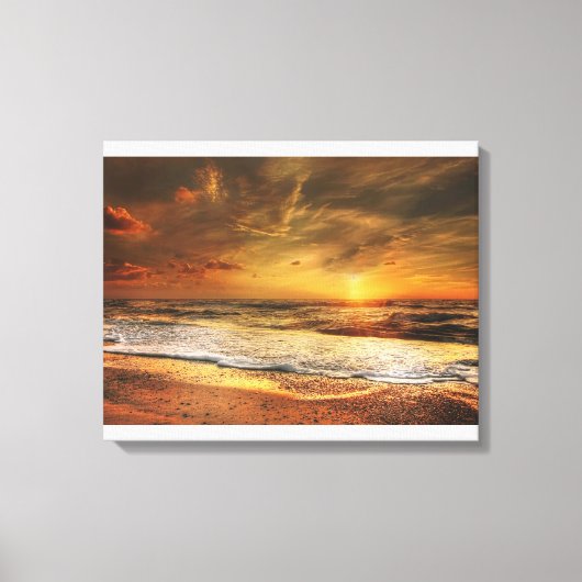 Toile Belle Orange Beach Ocean Sunset Canvas Imprimer (Recto)