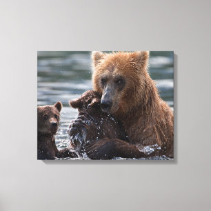 Toile Belle Ours et ses petits