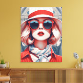 Toile Belle Parisienne aux couleurs françaises (Insitu(Salon))