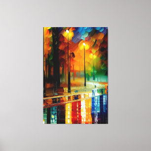 Toile Belle peinture de paysage, nuit pluvieuse New York