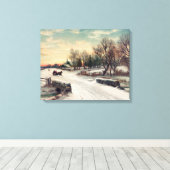 Toile Belle peinture d'hiver Landescape Peinture Art Can (Insitu (Plancher de Bois))
