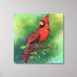 Toile Belle peinture d'oiseau cardinal rouge du Nord