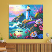 Toile belle plage des amoureux de phare (Insitu(Salon))