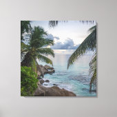 Toile Belle Scène Tropicale Océan Palmiers Rocks (Recto)