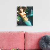 Toile Belle sirène dans lac avec lys (Insitu(Salon))