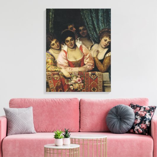 Toile Belles dames sur un balcon médiéval (Insitu(Salon))