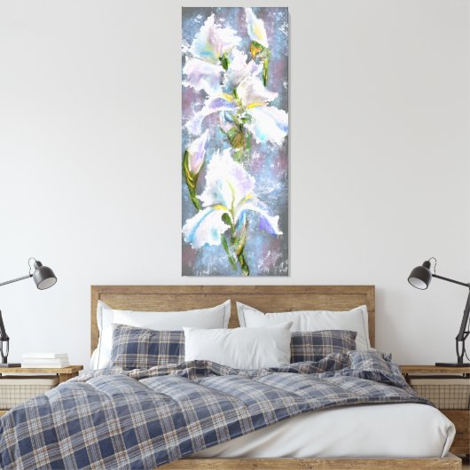 Toile Belles Fleurs de Iris Blanches - Peinture original (Insitu(Chambre))