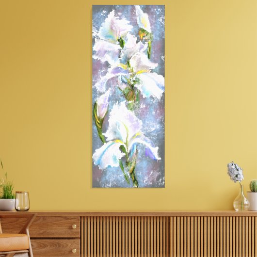 Toile Belles Fleurs de Iris Blanches - Peinture original (Insitu(Salon))