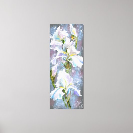 Toile Belles Fleurs de Iris Blanches - Peinture original (Recto)