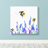 Toile Belles fleurs de printemps et les abeilles volent  (Insitu (Plancher de Bois))