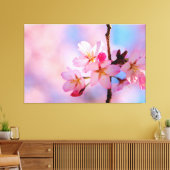 Toile Belles Fleurs de Sakura Sur un Rameau Vertical (Insitu(Salon))