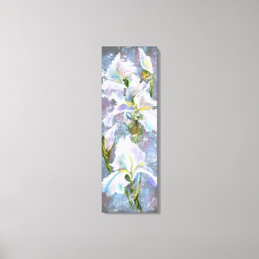 Toile Belles fleurs d'iris blanches - Peinture originale (Recto)