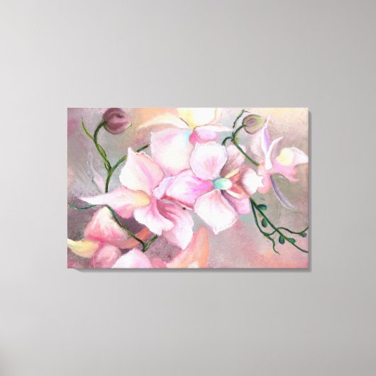 Toile Belles fleurs d'orchidées roses - Peinture origina (Recto)