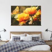 Toile Belles fleurs orange avec la nature papillon (Insitu(Chambre))