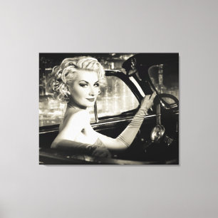 Toile Belles gens Rétro femme en convertible
