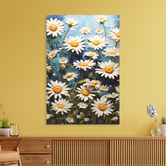 Toile Belles marguerites sur arrière - plan bleu (Insitu(Salon))