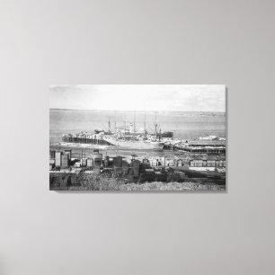 Toile Bellingham, vue de docks de WA des bateaux de bois