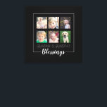 Toile Bénédiction des grands-parents | 6 Photos Noël<br><div class="desc">Cette toile enveloppée de carré est un cadeau parfait pour un grand-père. Il dispose d'un collage de 6 cadres photo pour des photos petits-enfants sur un arrière - plan noir. Texte manuscrit tendance : "Bénédictions"</div>