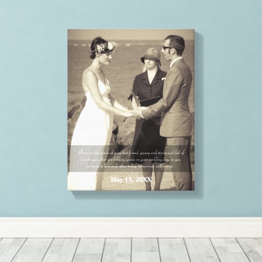 Toile Bénédiction des mains Citation Mariage photo (Insitu (Plancher de Bois))