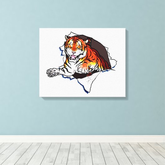 Toile Bengal Tiger saute ! (Insitu (Plancher de Bois))