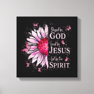 Toile Béni Par Dieu - Aimé Par Jésus Tournesol Rose