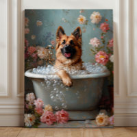 Berger Allemand au bain – Floral capricieux