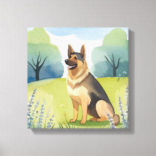 Toile Berger Allemand Peinture aquarelle de chien