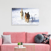 Toile Bergers allemands en courant dans la neige (Insitu(Salon))
