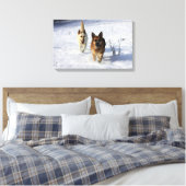 Toile Bergers allemands en courant dans la neige (Insitu(Chambre))