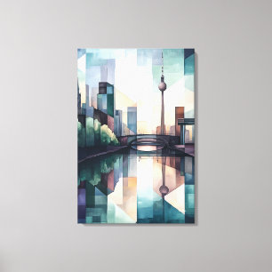 Toile Berlin Géométrique Abstraite Skyline avec tour TV