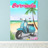 Toile Bermuda Beach Scooter affiche de voyage (Insitu (Plancher de Bois))