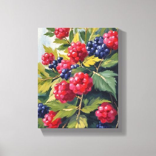 Toile Berry Bush Raspberry Blackberries Watercolor Fruit (Recto)