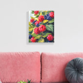 Toile Berry Bush Raspberry Blackberries Watercolor Fruit (Insitu(Salon))
