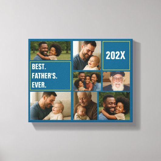Toile Best Father Ever Photo Collage and Custom Text (Recto)
