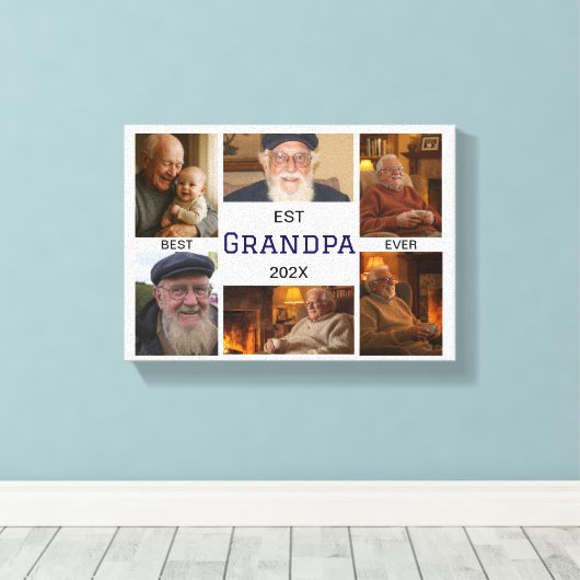 Toile Best Grandpa Ever  – Personalized Photos (Insitu (Plancher de Bois))